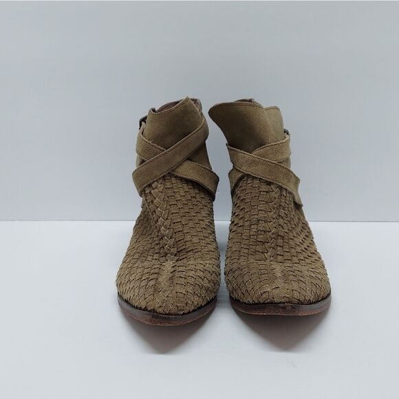 FREE PEOPLE Venture Suede Woven Leather Ankle Bootie Size 7 - Picture 2 of 11
